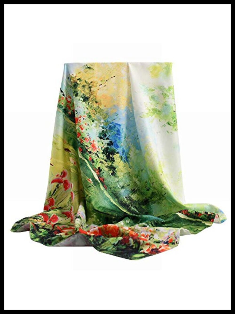 100% Mulberry Silk Scarf 35” Square Large Hair Head Wrap Neck Scarf